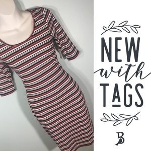 Pink Black Stripe 3/4 Sleeve Charlotte Russe Dress